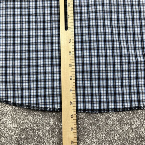 Rustler Western Shirt Mens XXL Pearl Snap X Long Tails Plaid Blue Black - Picture 9 of 10